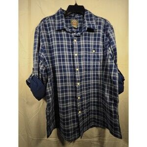 St Johns Bay Men's L Long Sleeve Plaid Shirt Blue Large